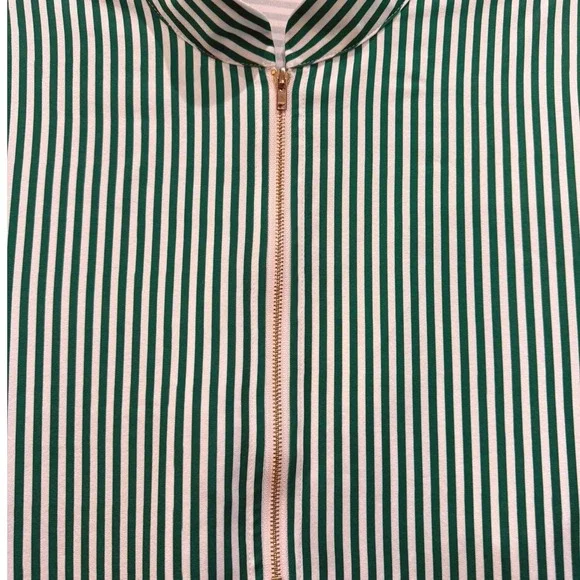 Unbranded Green White Striped Half Zip Short 1/2 Sleeve Tunic Blouse Womens 2XL - Picture 3 of 6